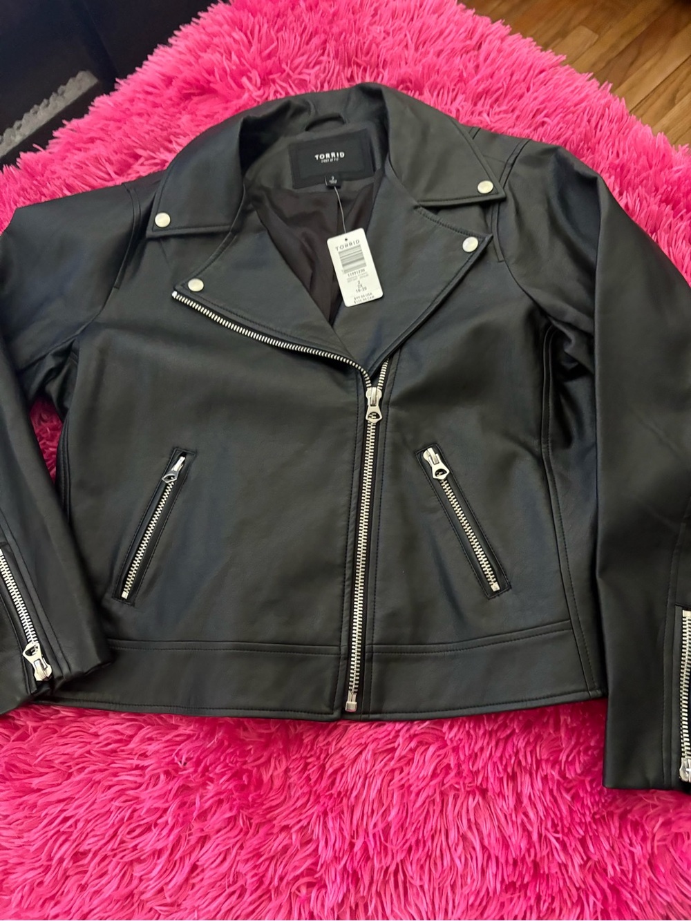 torrid Black Faux Leather Moto Jacket with Silver Hardware